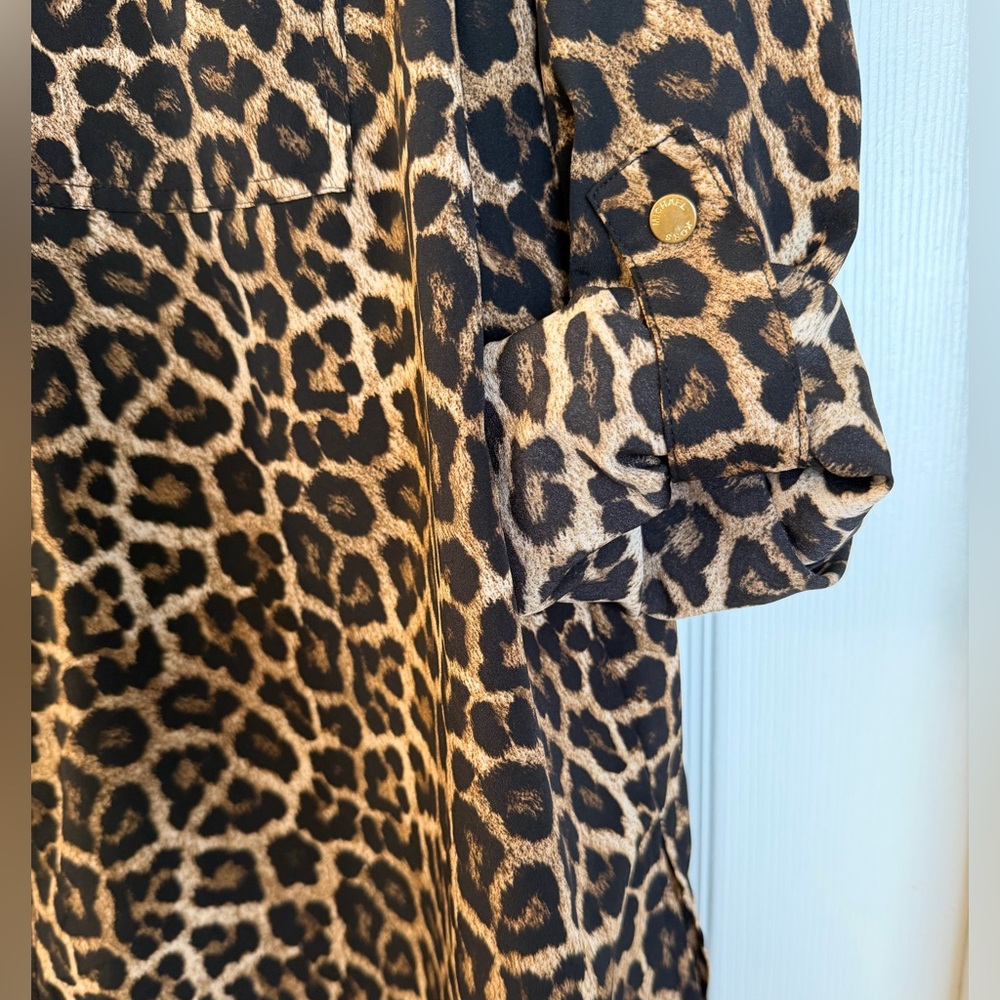 Michael Kors Leopard print Zip Front Top/Jacket Sz 1X - Picture 7 of 8
